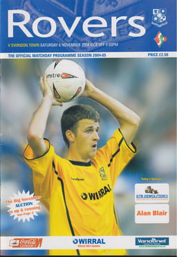 Tranmere Rovers v Swindon Town Match Programme 2004-11-06